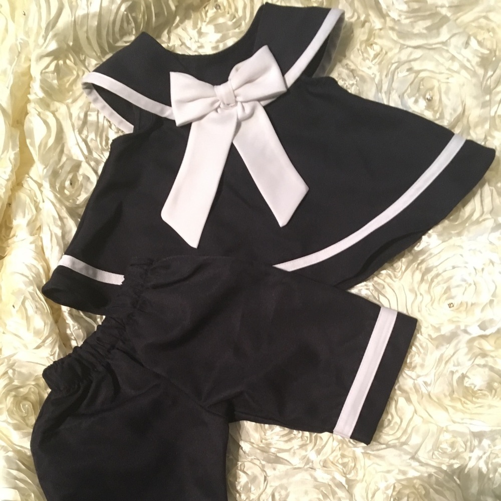 Rare Editions Navy Blue Sailor Dress Set